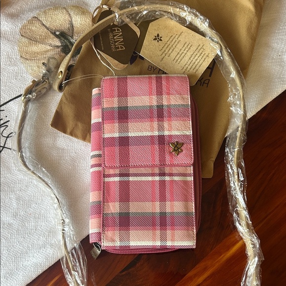 Anuschka Handbags - Pink Plaid Crossbody Wallet